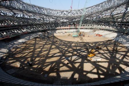 组图：奥运主会场鸟巢钢结构整体卸载基本完成